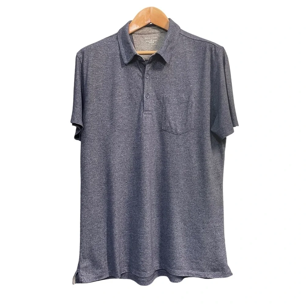 Banana Republic Quick Dry Luxury Sport Polo Shirt‎ Men's Large Blue Heathered